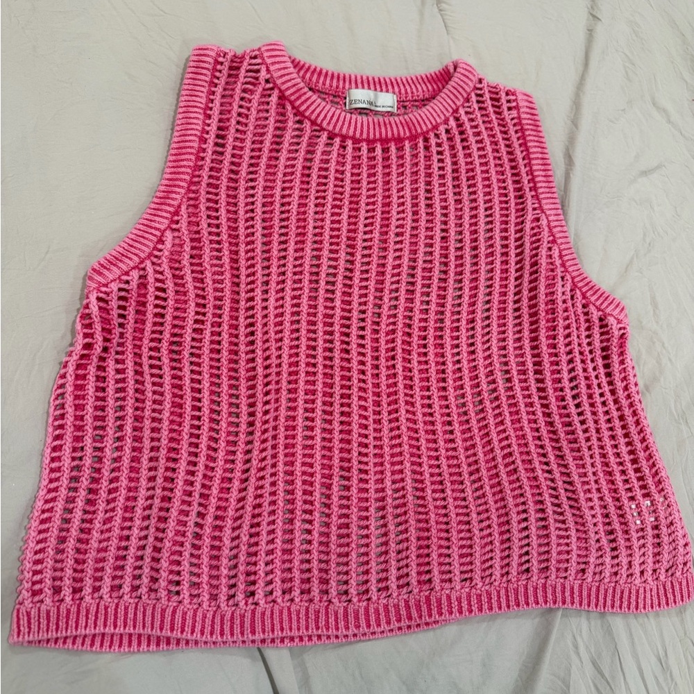 Zenana Outfitters Pink Sleeveless Knit Top